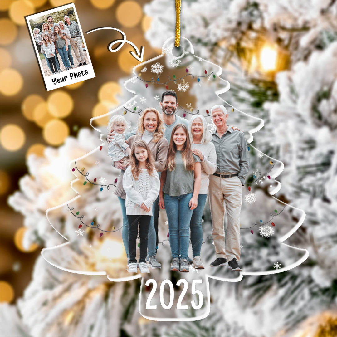 Custom Photo On Christmas Tree - Personalized Acrylic Photo Ornament