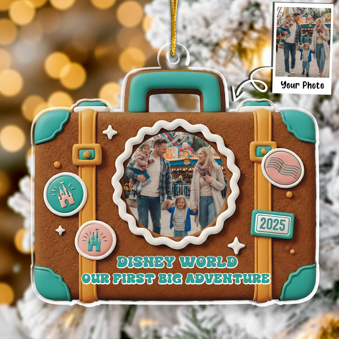 Our First Big Adventure Custom Photo Ornament V2 - Gingerbread Gift