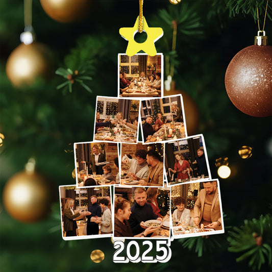 Photo Family Tree Christmas - Personalized Acrylic Photo Ornament-Ver 2 Custom Year