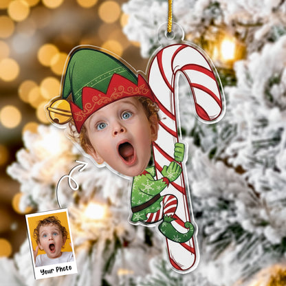 Baby Little Elf - Personalized Acrylic Photo Ornament