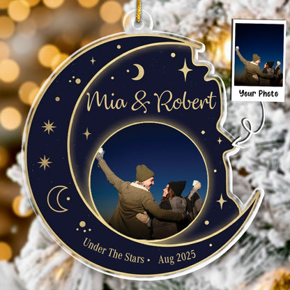 Under The Stars Personalized Photo Ornament - Custom Name & Date Night Sky Gift