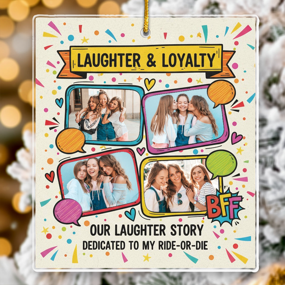 Laughter & Loyalty Personalized Best Friend Photo Ornament - Custom 4 Pictures Keepsake