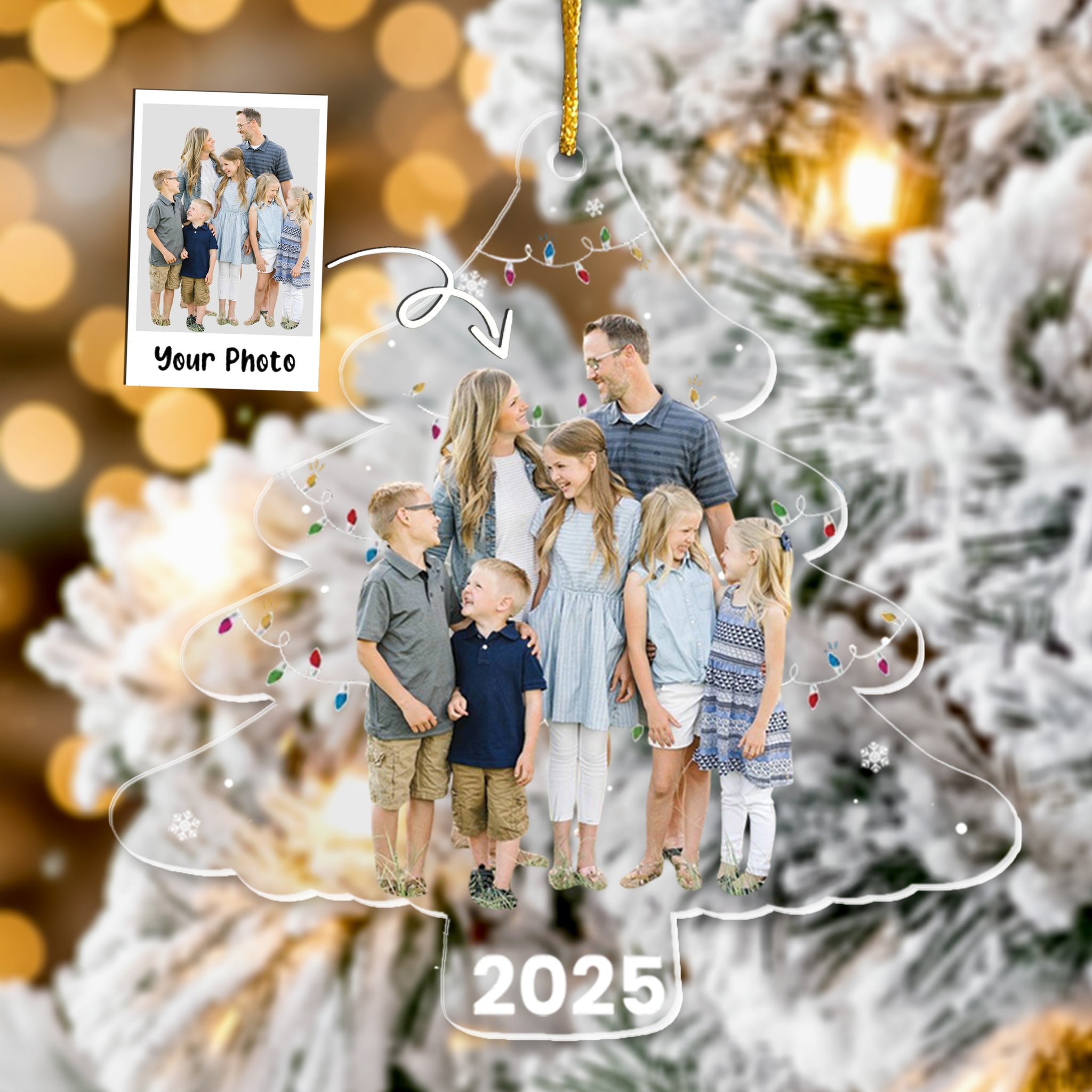 Custom Photo On Christmas Tree - Personalized Acrylic Photo Ornament