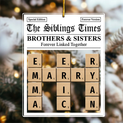 Crossword The Siblings Times - Personalized Custom Shaped Acrylic Ornament