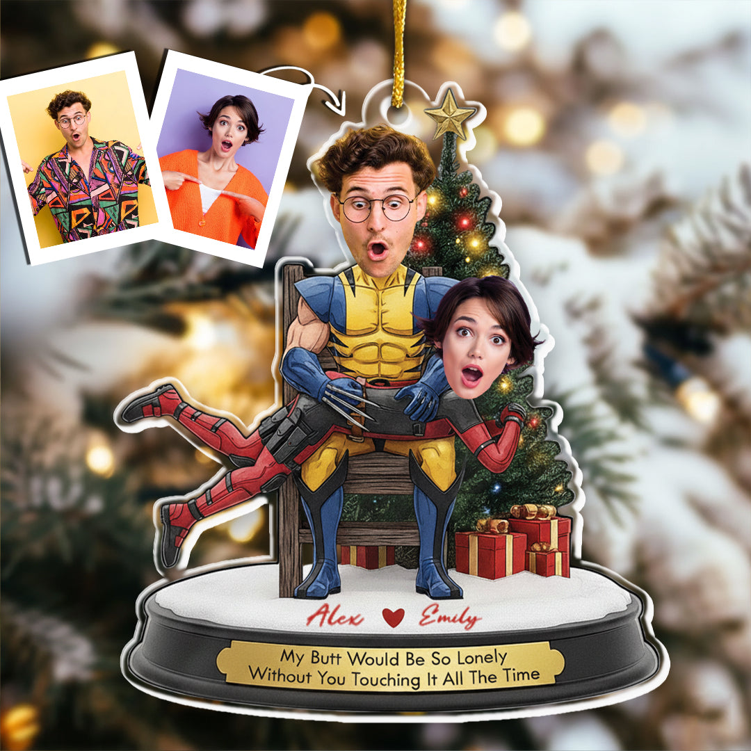 Personalized Double-Sided Acrylic Christmas Photo Ornament For Couples