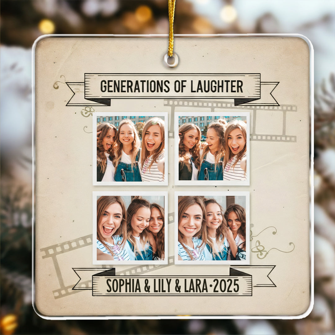 Vintage Style Photo Collage Ornament - Custom Names & Year of First Shared Memory Keepsake