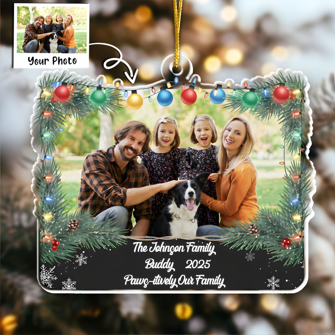 Paws-itively Our Family - Personalized Dog & Family Photo Christmas Ornament
