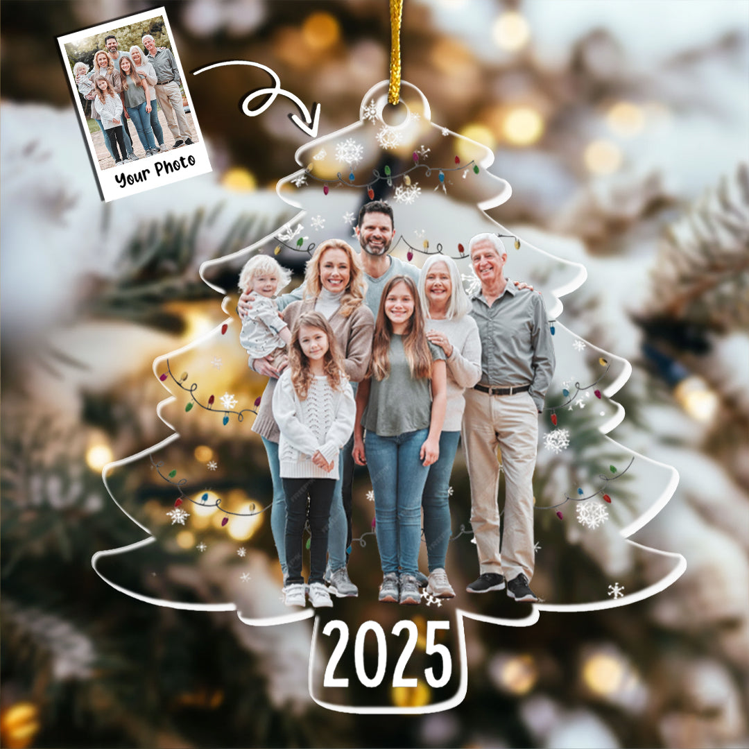 Custom Photo On Christmas Tree - Personalized Acrylic Photo Ornament