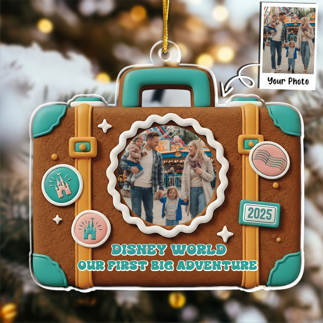 Our First Big Adventure Custom Photo Ornament V2 - Gingerbread Gift