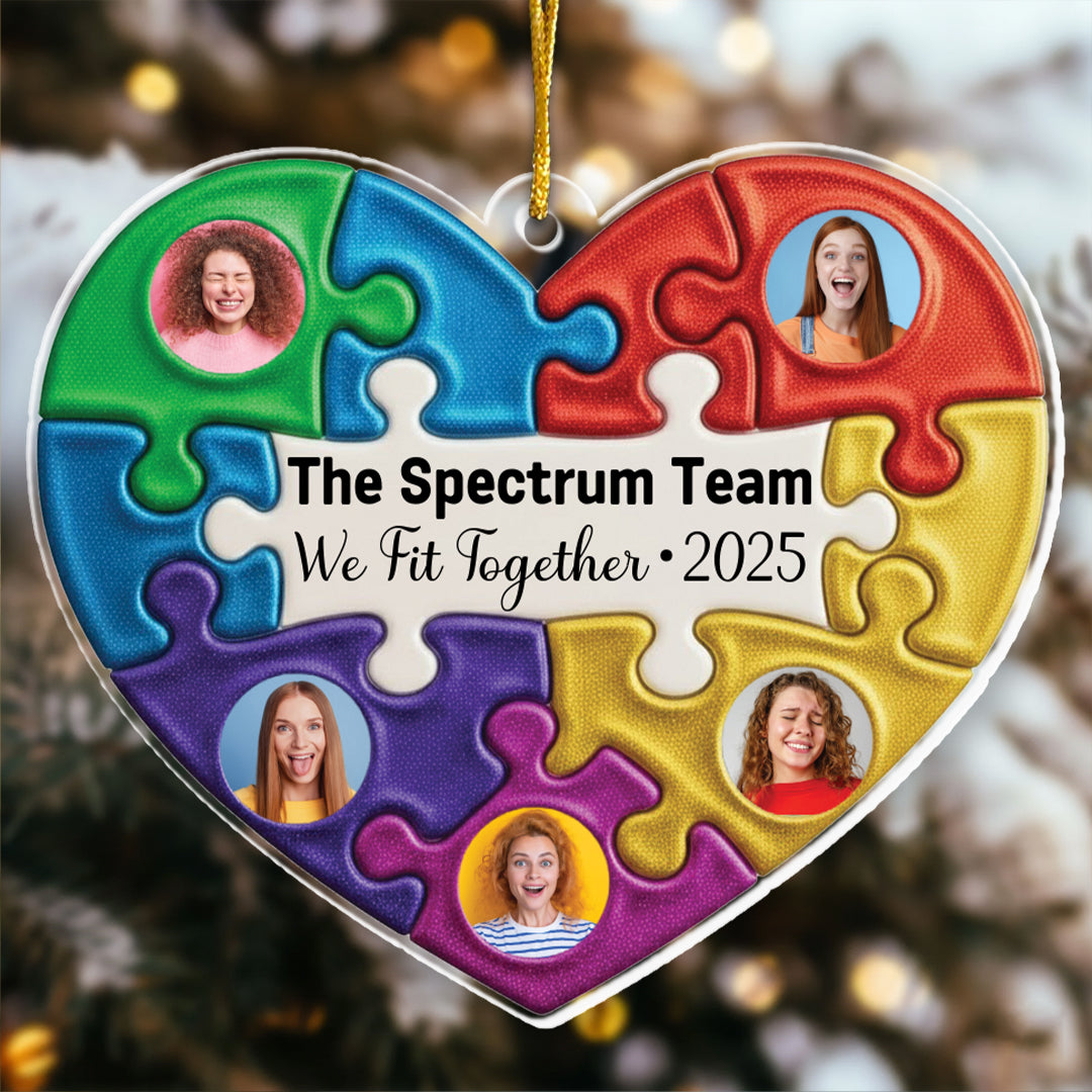 We Fit Together Custom Puzzle Heart Ornament - Team/Family Name Christmas Gift 2025