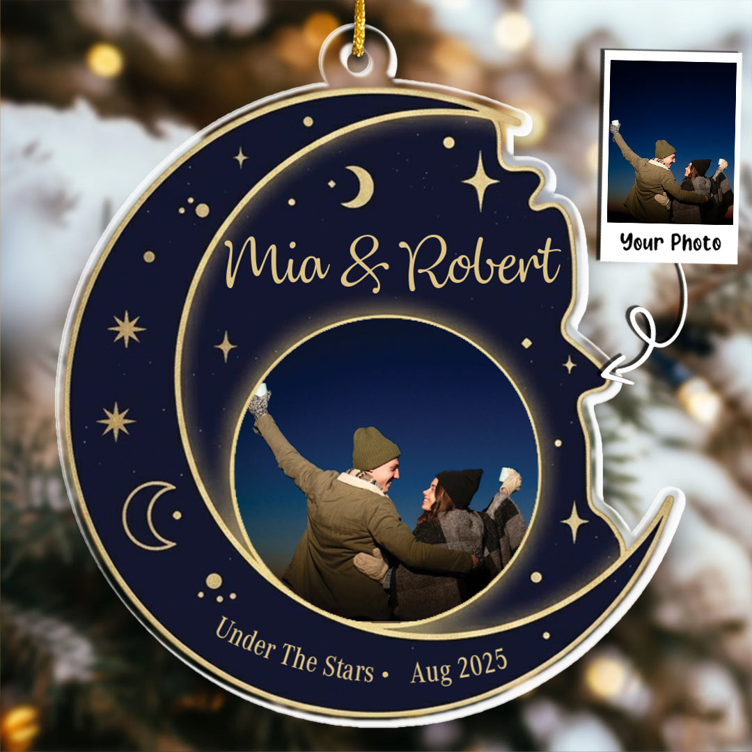 Under The Stars Personalized Photo Ornament - Custom Name & Date Night Sky Gift
