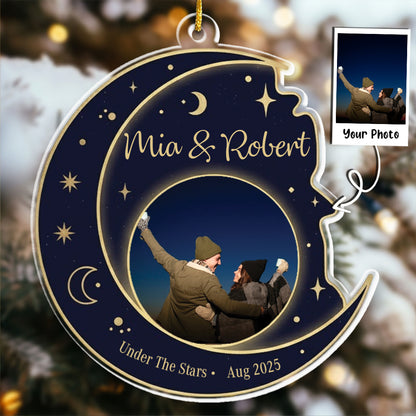 Under The Stars Personalized Photo Ornament - Custom Name & Date Night Sky Gift