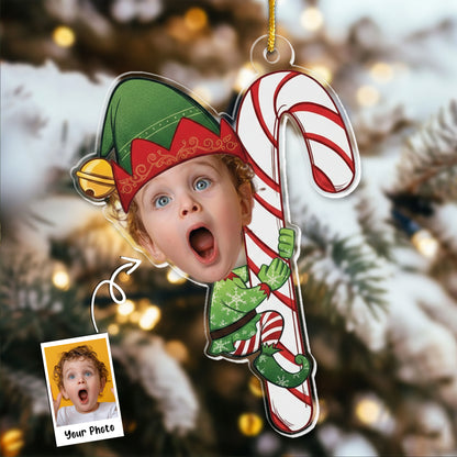 Baby Little Elf - Personalized Acrylic Photo Ornament