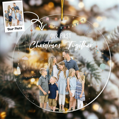 Baby First Christmas As A Family Of Three - Personalized Photo Acrylic Ornament