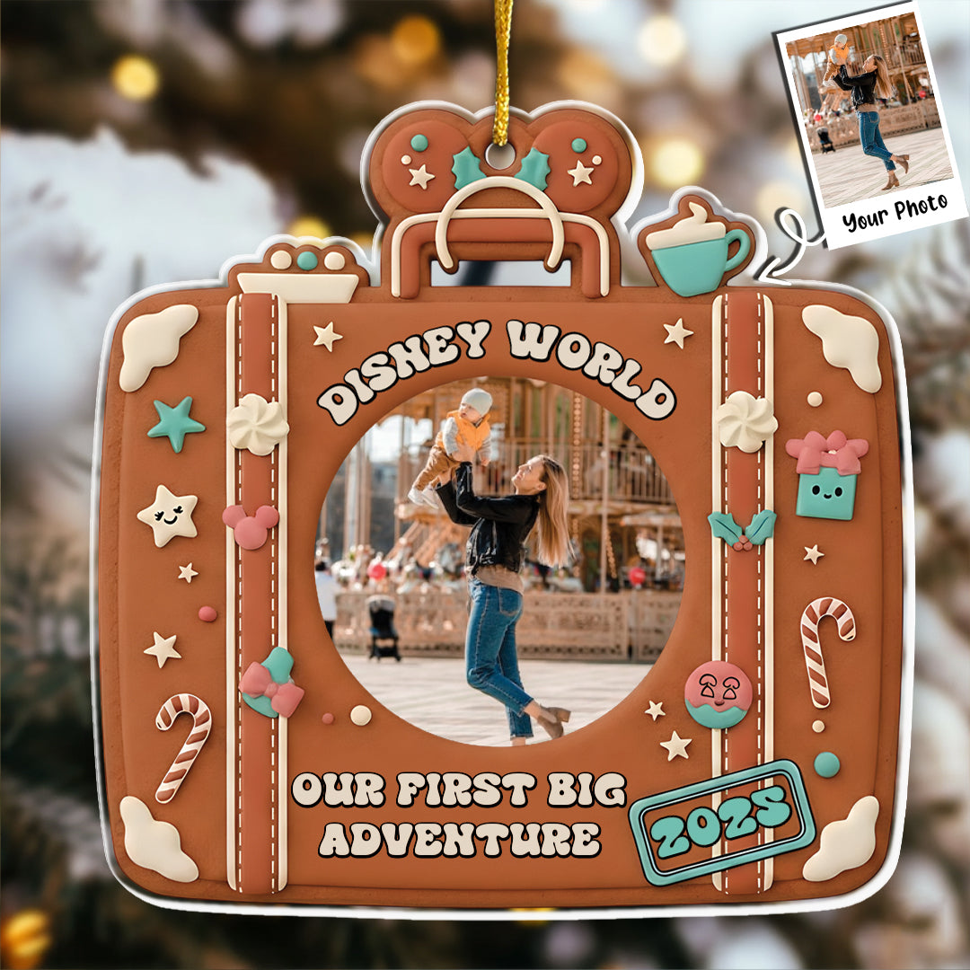 Our First Big Adventure Custom Photo Ornament - Gingerbread Gift