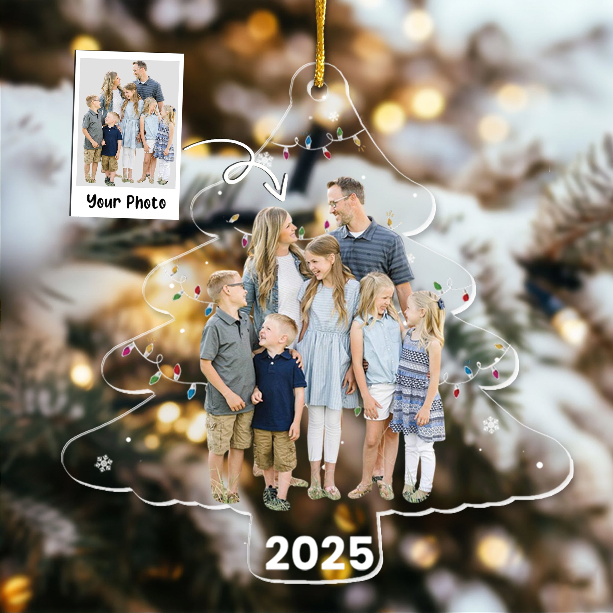 Custom Photo On Christmas Tree - Personalized Acrylic Photo Ornament