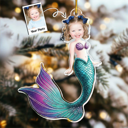 Mermaid Princess - Custom Face Ornament Gifts For Girl - Personalized Acrylic Photo Ornament