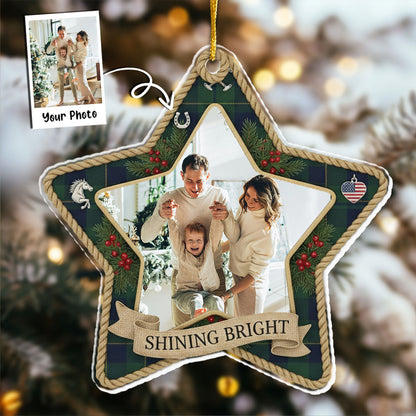 Shining Bright Personalized Photo Star Ornament - Custom Picture Upload Christmas Gift