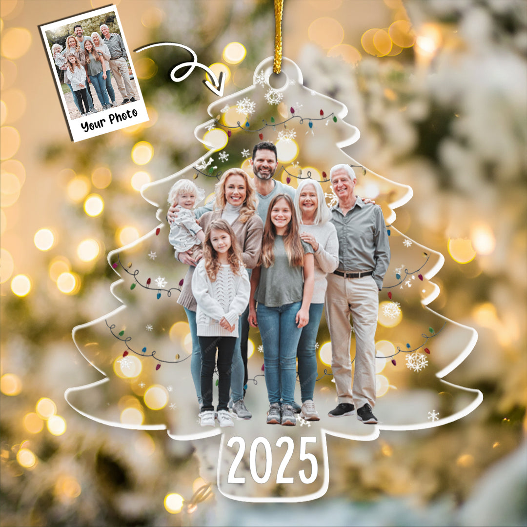 Custom Photo On Christmas Tree - Personalized Acrylic Photo Ornament