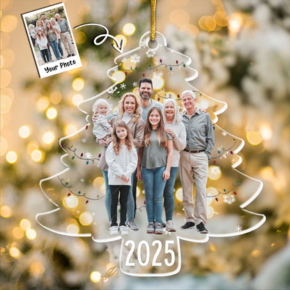Custom Photo On Christmas Tree - Personalized Acrylic Photo Ornament