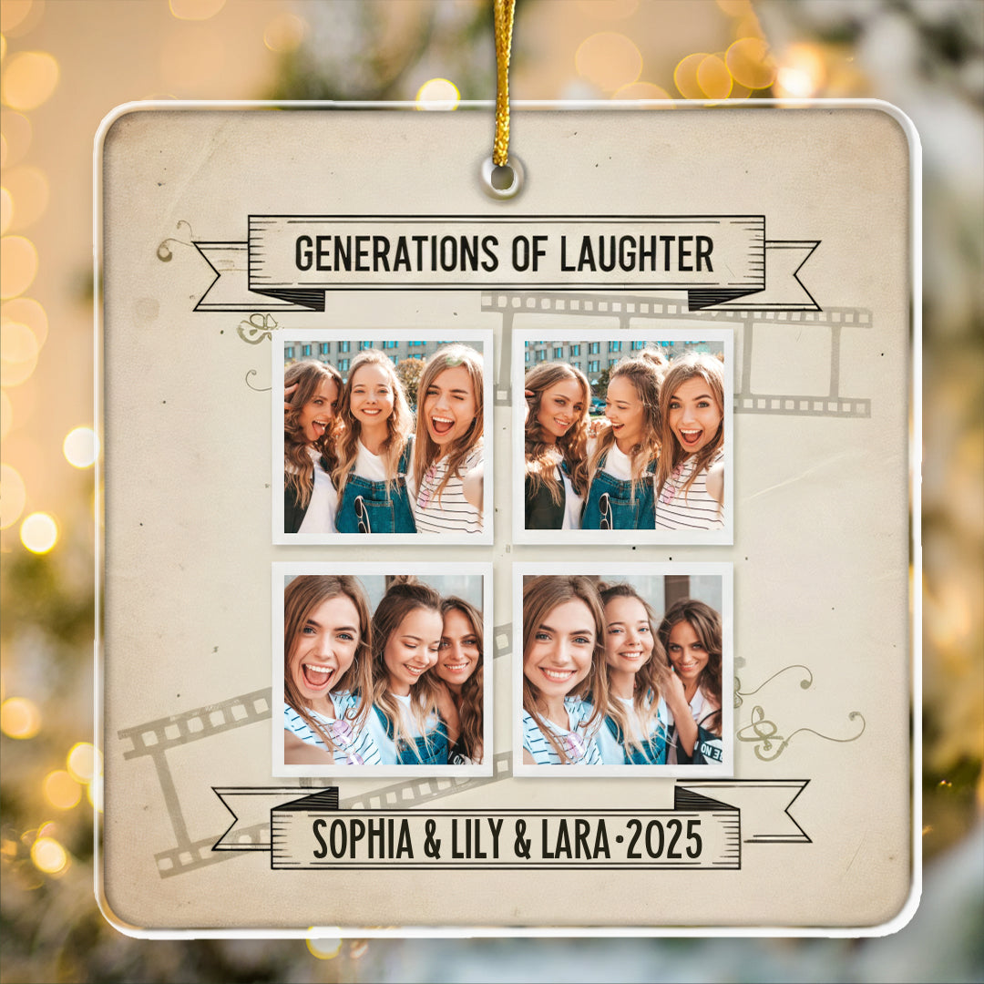 Vintage Style Photo Collage Ornament - Custom Names & Year of First Shared Memory Keepsake