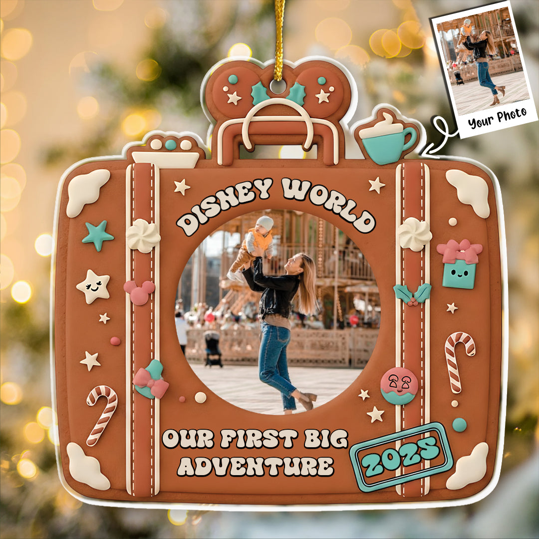Our First Big Adventure Custom Photo Ornament - Gingerbread Gift