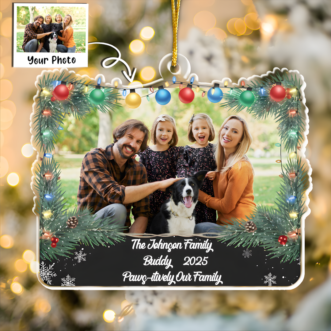Paws-itively Our Family - Personalized Dog & Family Photo Christmas Ornament