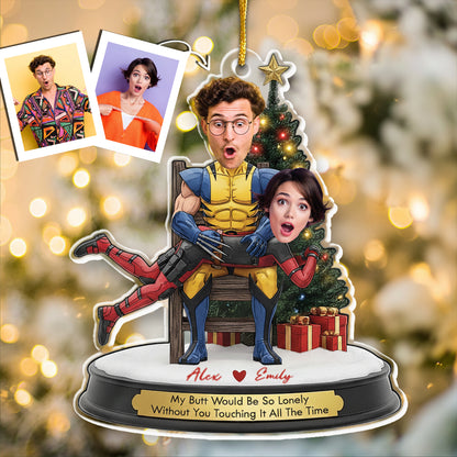 Personalized Double-Sided Acrylic Christmas Photo Ornament For Couples