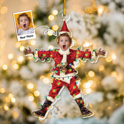 Funny Christmas Shocked Custom Face - Personalized Family Photo Ornament