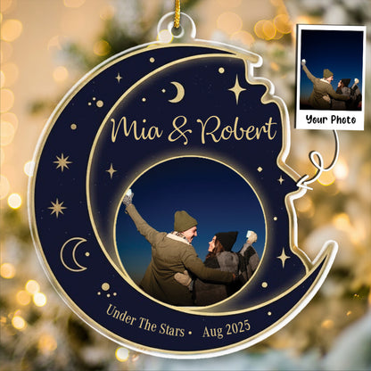 Under The Stars Personalized Photo Ornament - Custom Name & Date Night Sky Gift