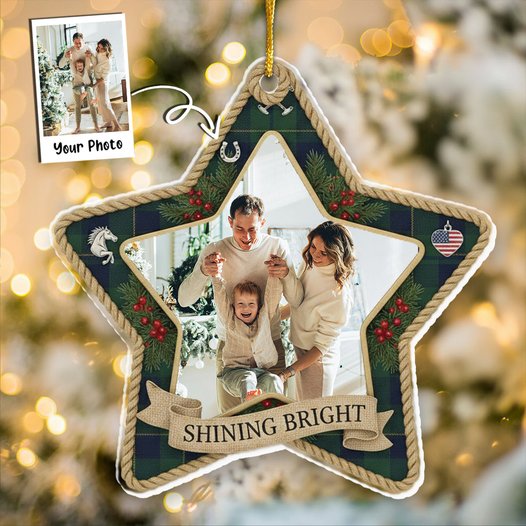 Shining Bright Personalized Photo Star Ornament - Custom Picture Upload Christmas Gift