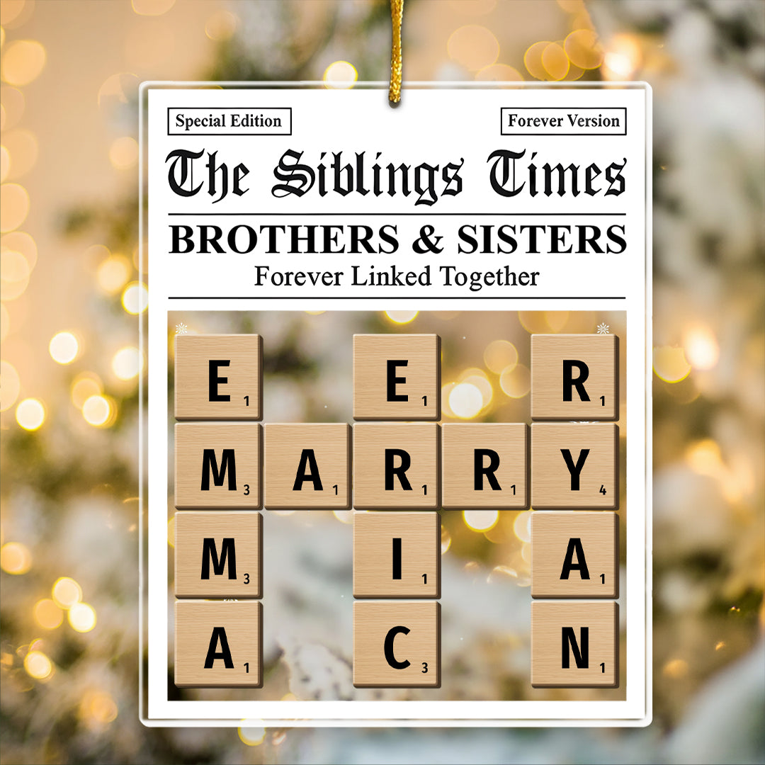 Crossword The Siblings Times - Personalized Custom Shaped Acrylic Ornament