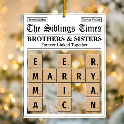 Crossword The Siblings Times - Personalized Custom Shaped Acrylic Ornament