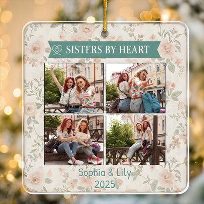 Sisters By Heart Personalized Ornament - Custom Names & Year of Bond Keepsake