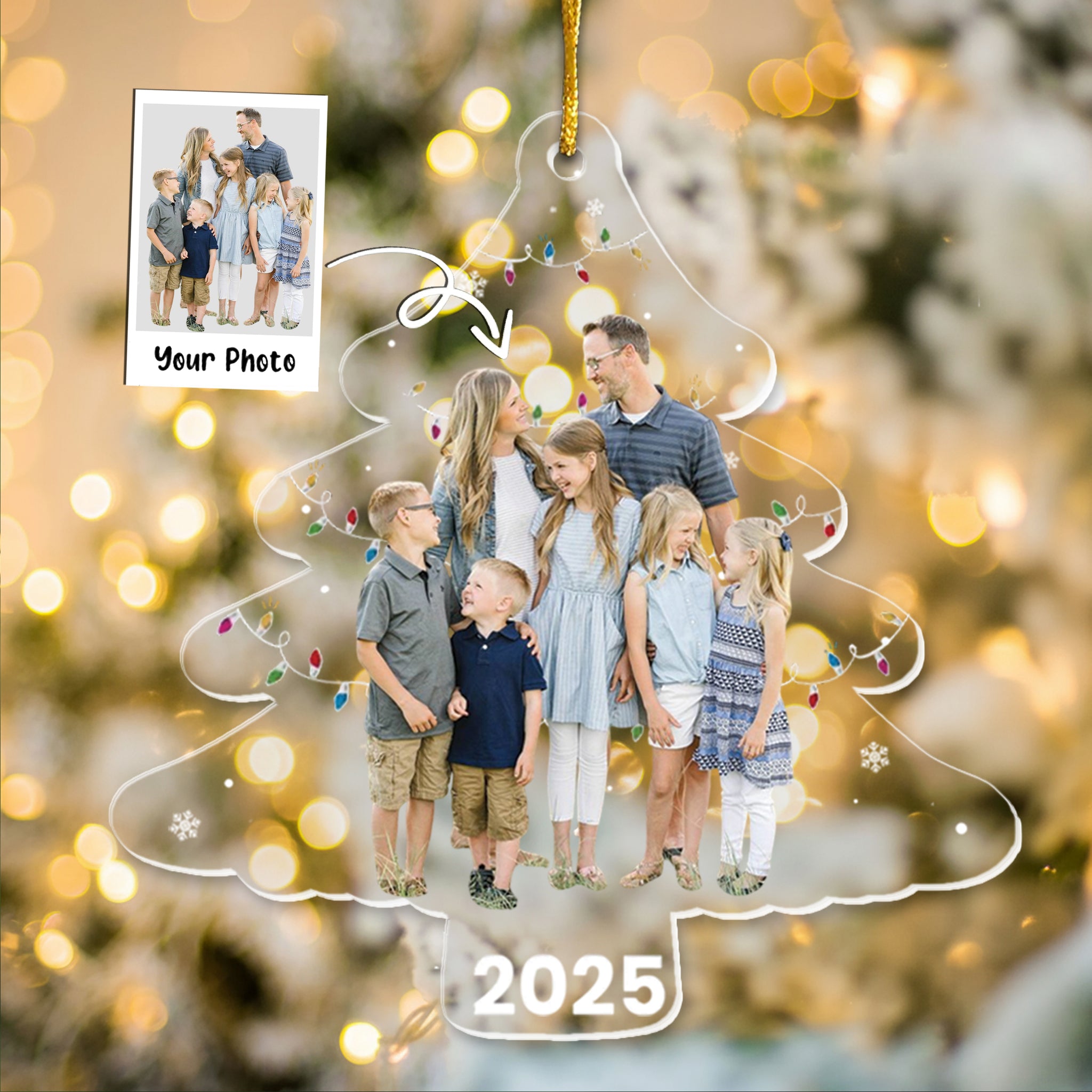Custom Photo On Christmas Tree - Personalized Acrylic Photo Ornament