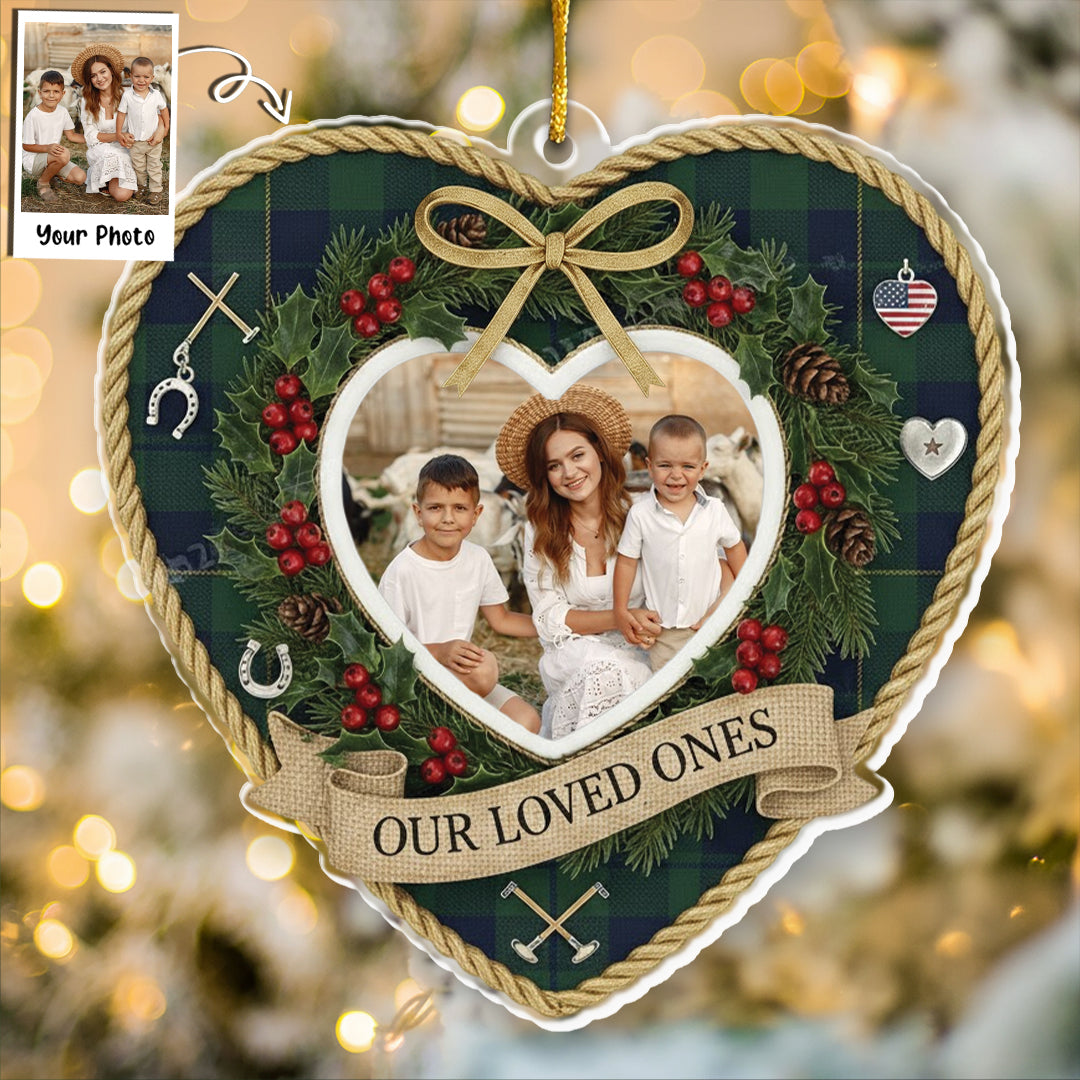 Our Loved Ones Personalized Photo Ornament - Custom Picture Plaid Holiday Gift
