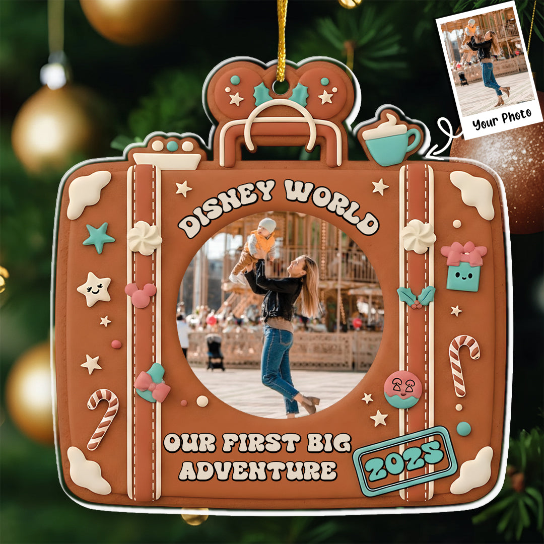 Our First Big Adventure Custom Photo Ornament - Gingerbread Gift