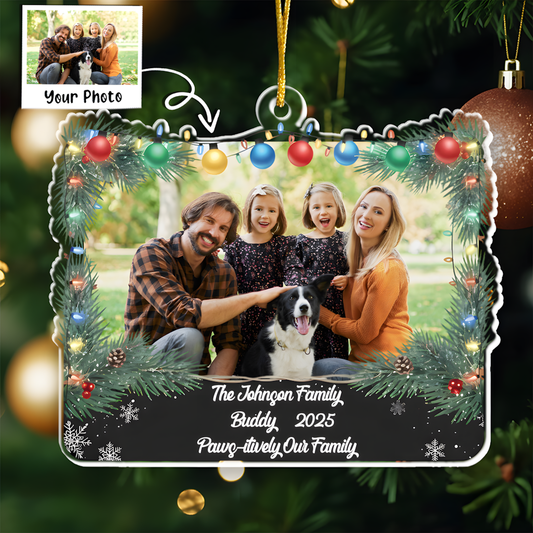 Paws-itively Our Family - Personalized Dog & Family Photo Christmas Ornament