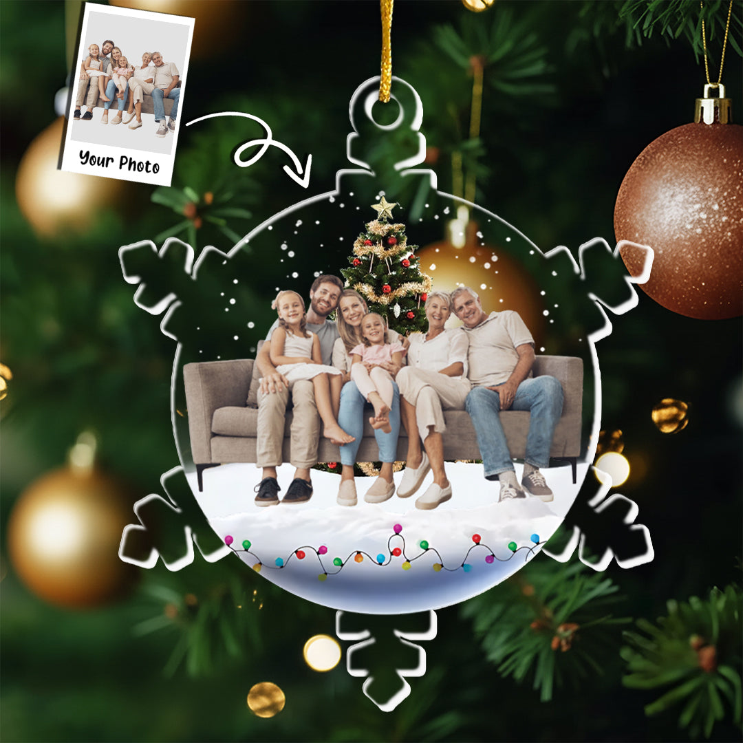 Snowflakes Custom Photo Family, Friends - Personalized Acrylic Photo Ornament