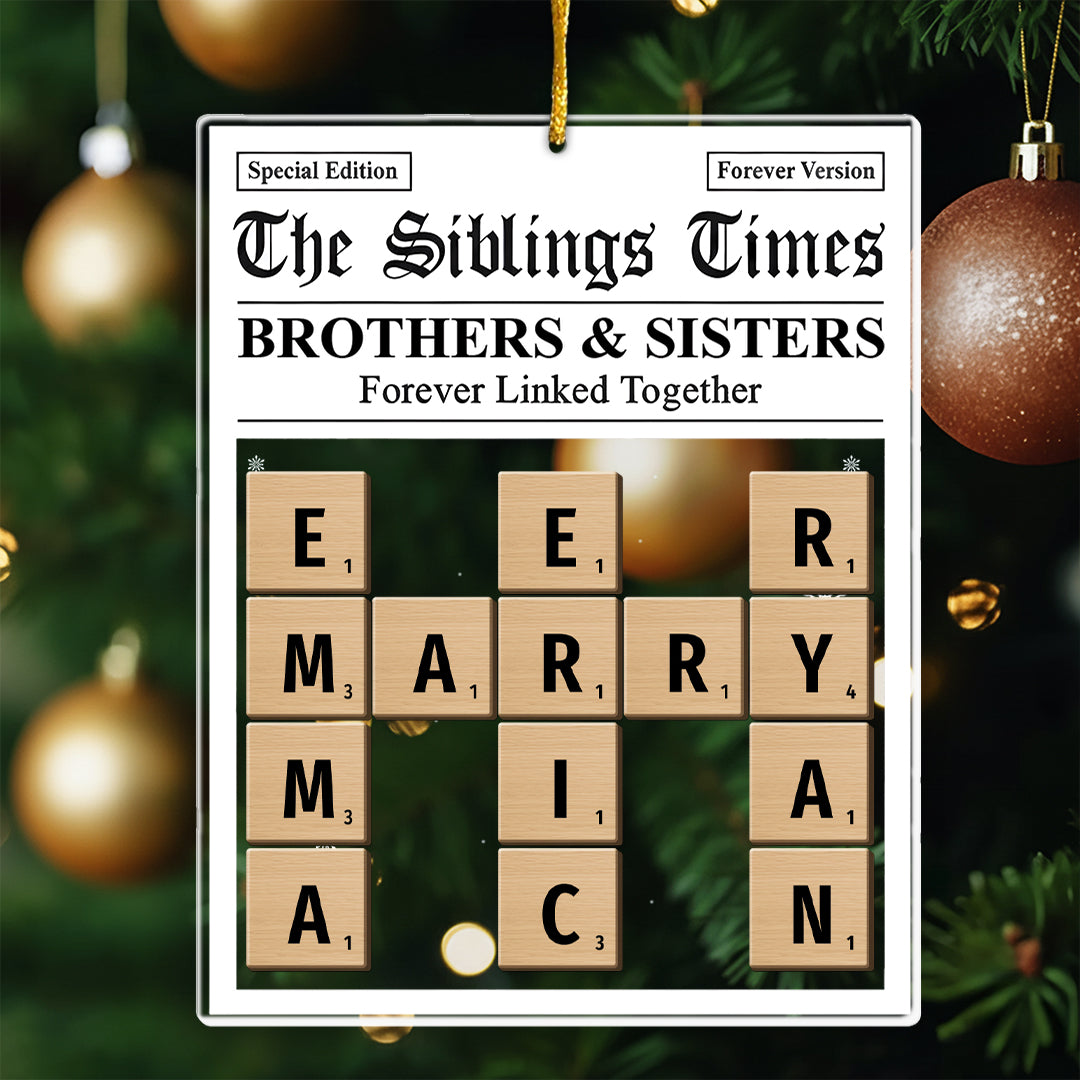 Crossword The Siblings Times - Personalized Custom Shaped Acrylic Ornament