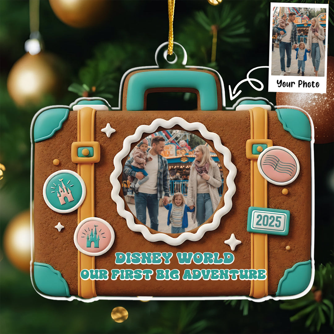 Our First Big Adventure Custom Photo Ornament V2 - Gingerbread Gift