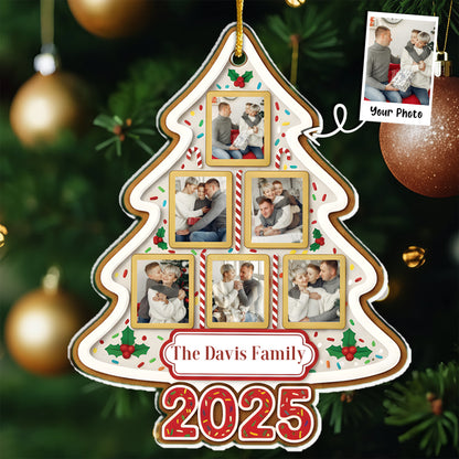 Gingerbread Style Photo Collage Ornament - Custom Year & "Awesome Squad" Keepsake