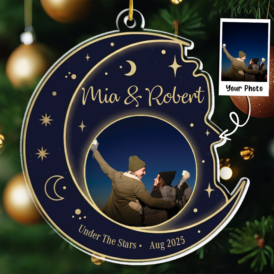 Under The Stars Personalized Photo Ornament - Custom Name & Date Night Sky Gift