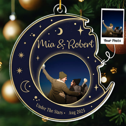Under The Stars Personalized Photo Ornament - Custom Name & Date Night Sky Gift