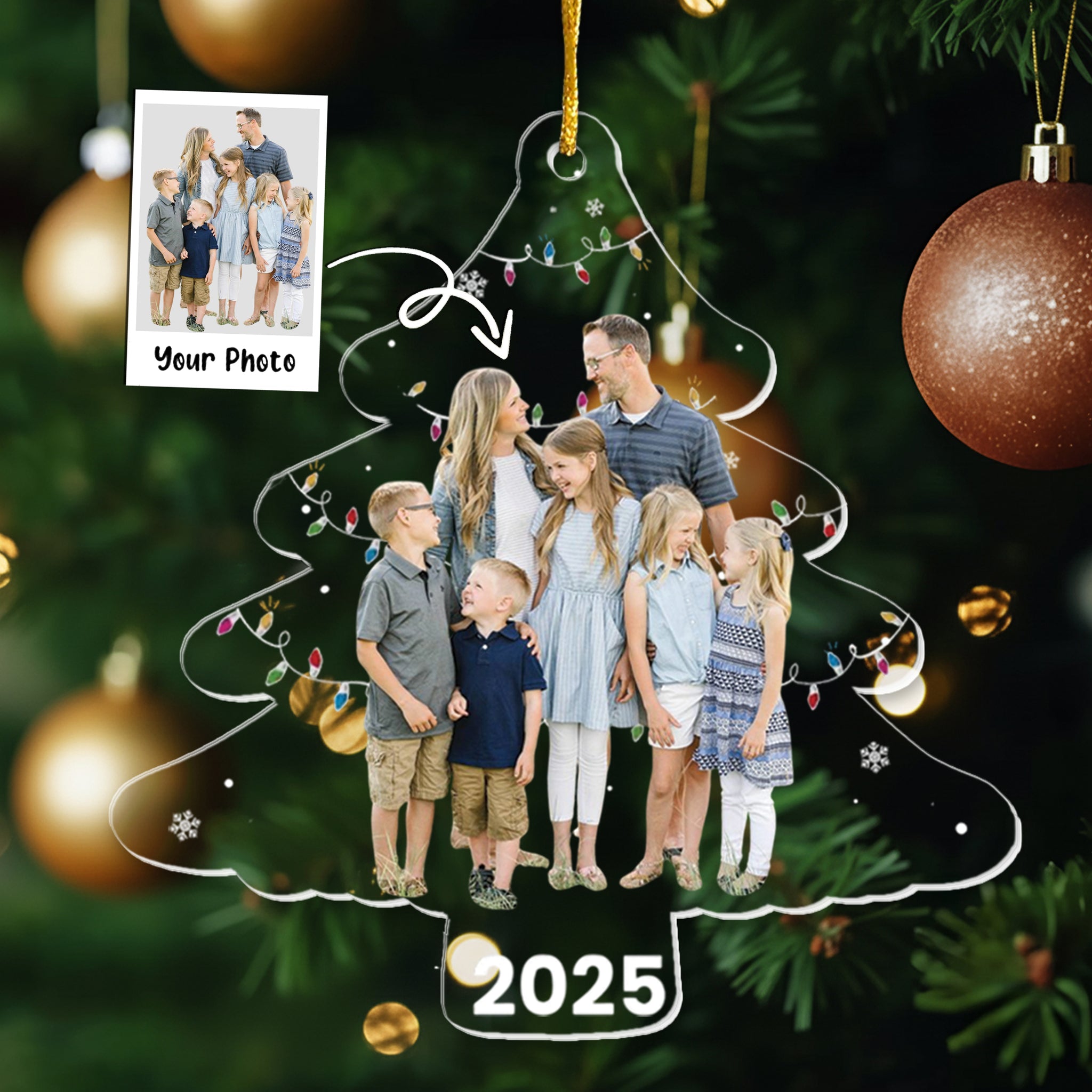 Custom Photo On Christmas Tree - Personalized Acrylic Photo Ornament