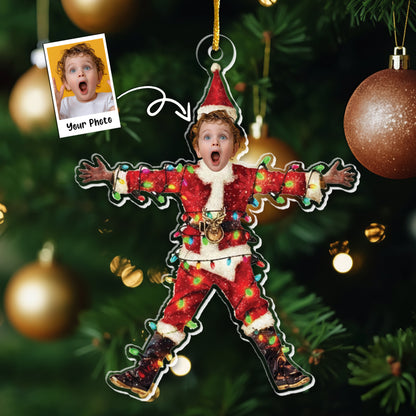 Funny Christmas Shocked Custom Face - Personalized Family Photo Ornament
