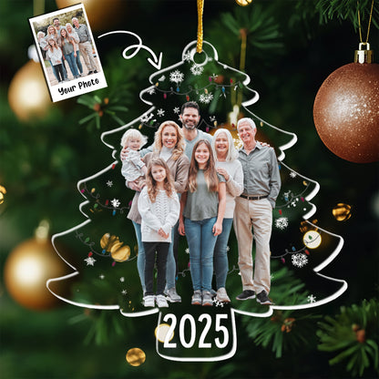 Custom Photo On Christmas Tree - Personalized Acrylic Photo Ornament