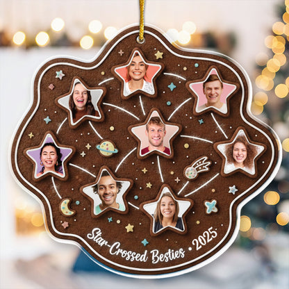Star-Crossed Besties Personalized Photo Ornament - Custom Multi-Picture Gingerbread Keepsake