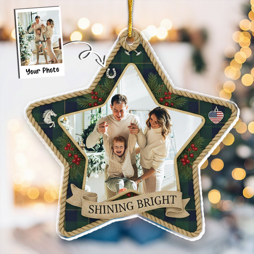 Shining Bright Personalized Photo Star Ornament - Custom Picture Upload Christmas Gift