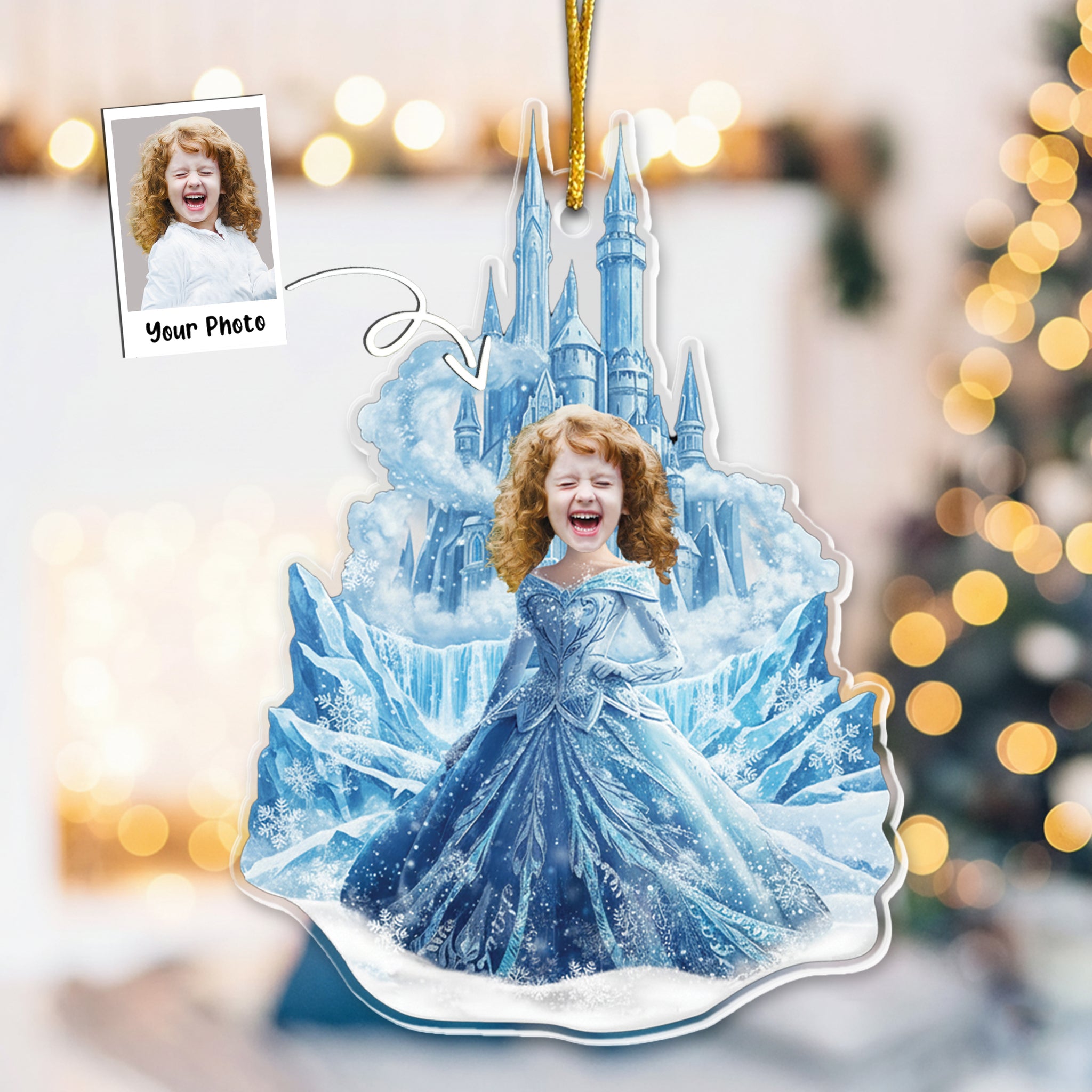 Ice Princess - Custom Face Ornament Gifts For Daughter, Girl, Kids - Personalized Acrylic Photo Ornament